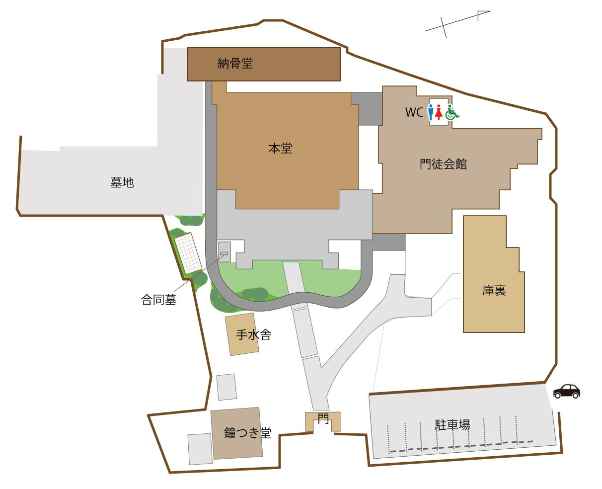 愛知県西尾市浄願寺　境内・駐車場の図